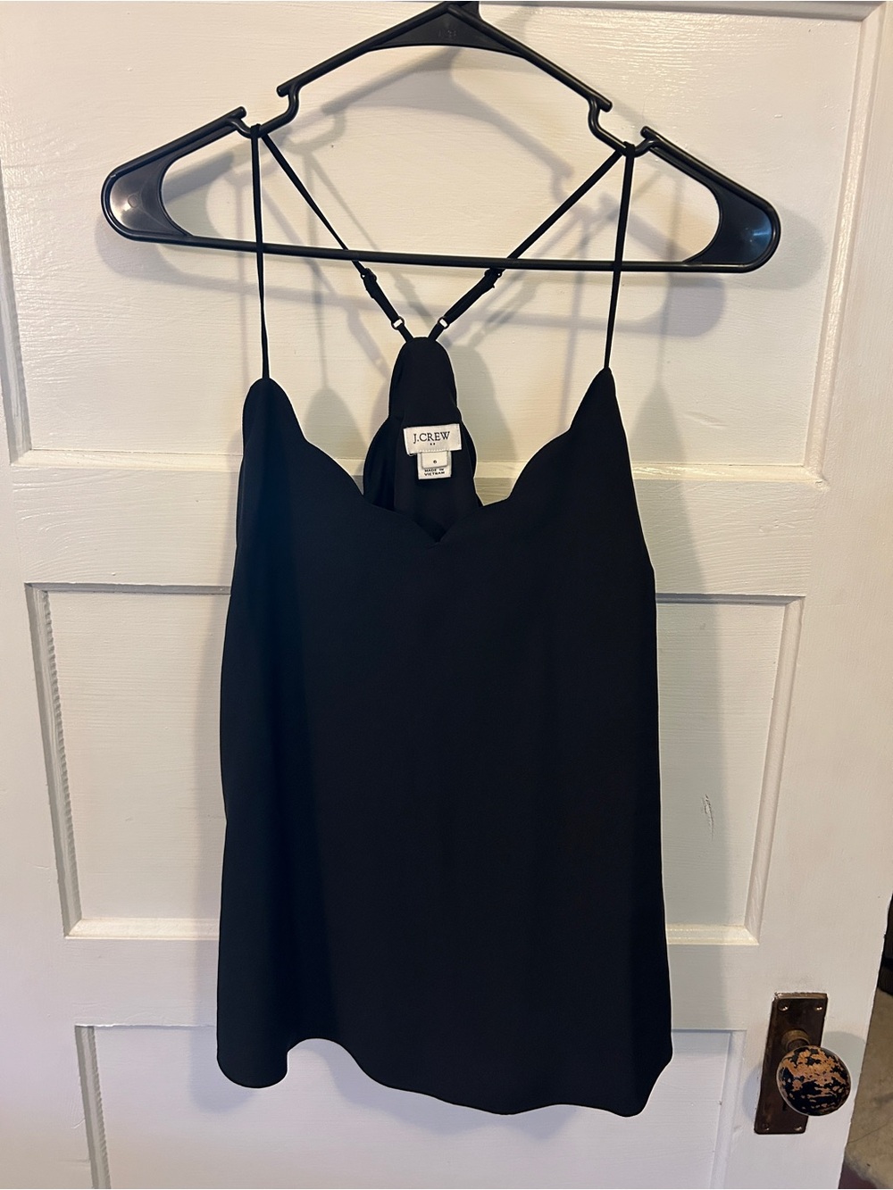 J. Crew Black Scalloped-Edge Camisole